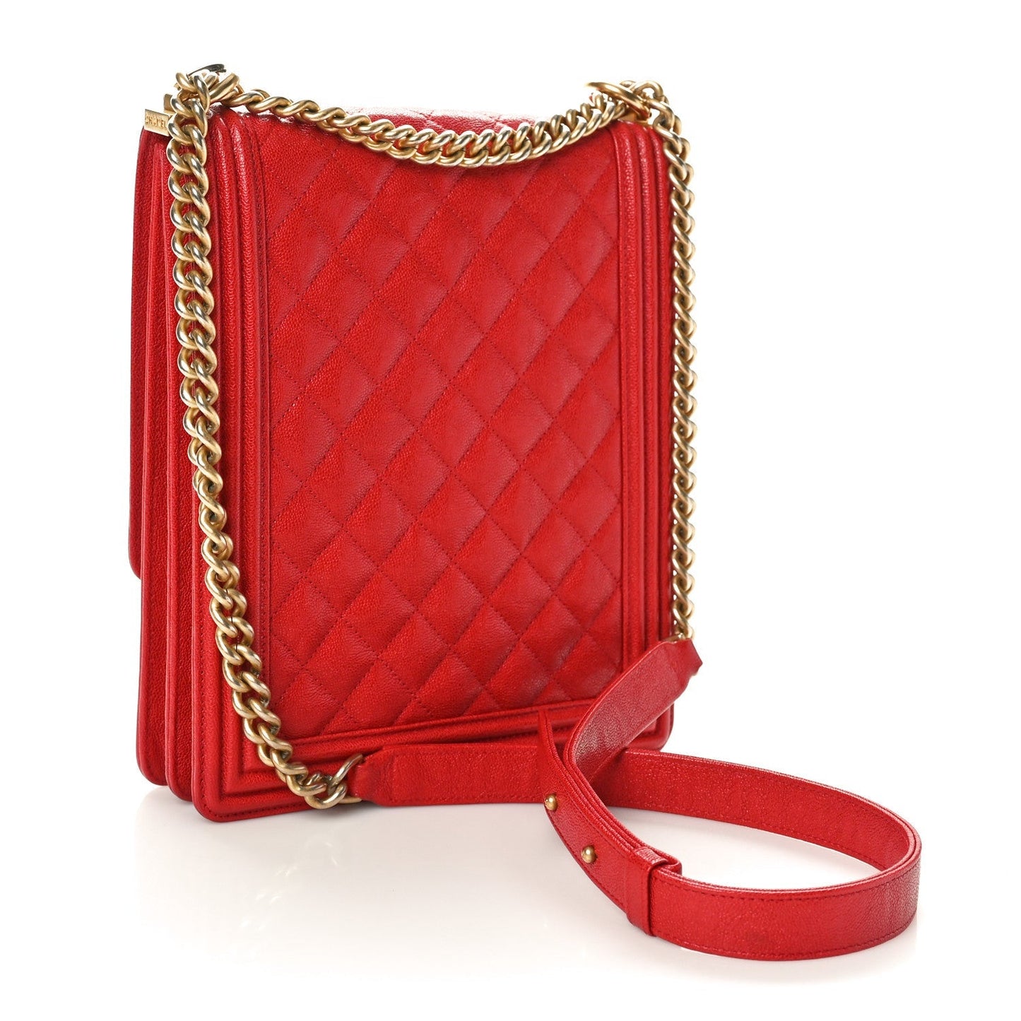 Caviar Quilted Maxi North South Boy Flap Red