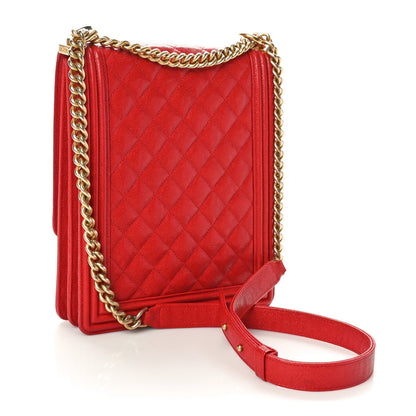 Caviar Quilted Maxi North South Boy Flap Red