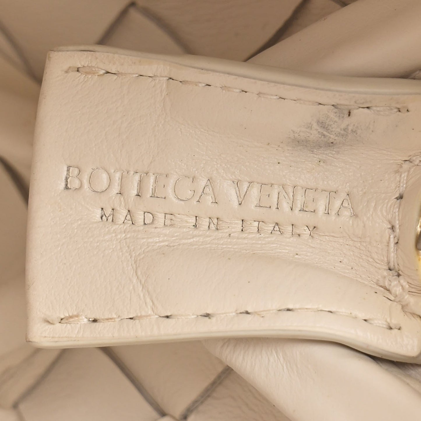 Patent Nappa Intrecciato Mini Loop Camera Bag White