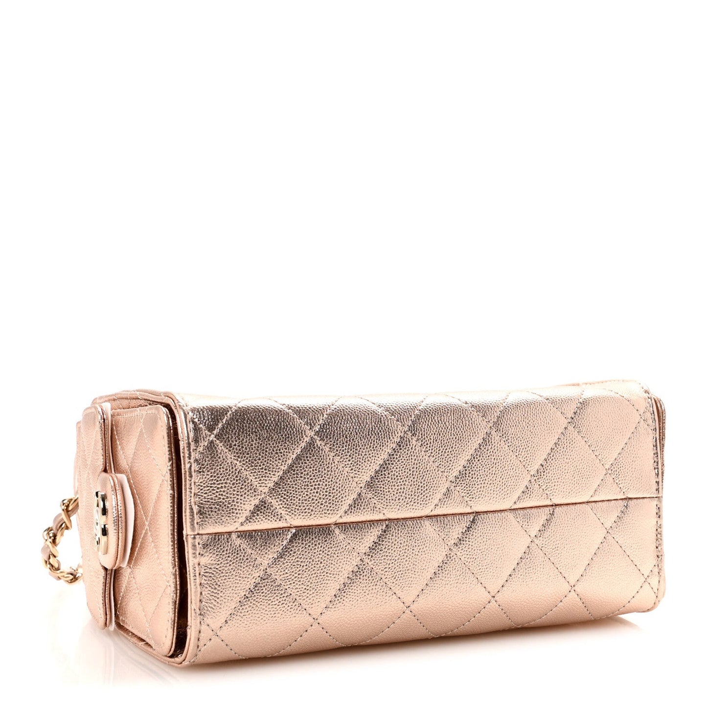 Metallic Caviar Quilted Mini Chanel 25 Handbag Copper