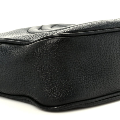 Pebbled Calfskin Small Soho Disco Bag Black