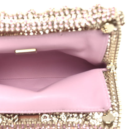 Crystal Embellished Metallic Lambskin Mini Chanel 22 Pink