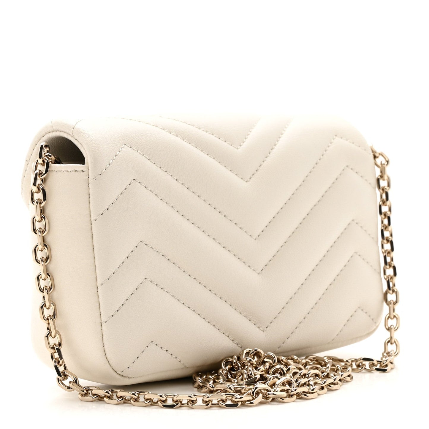 Lambskin Matelasse Mini GG Marmont Shoulder Bag White