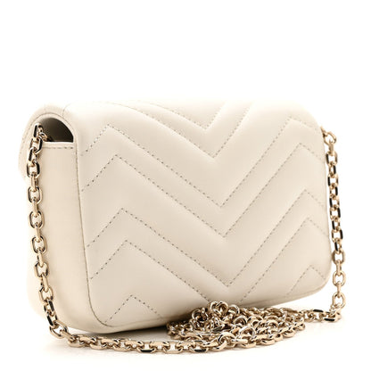 Lambskin Matelasse Mini GG Marmont Shoulder Bag White