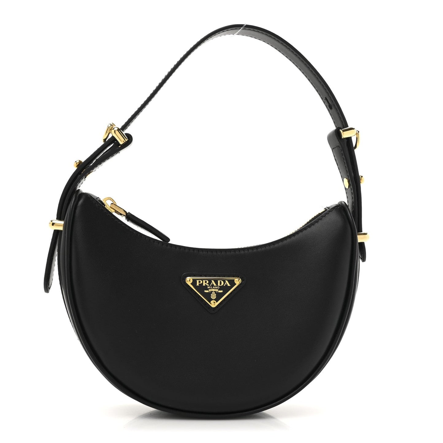 Soft Calfskin Arque Shoulder Bag Black