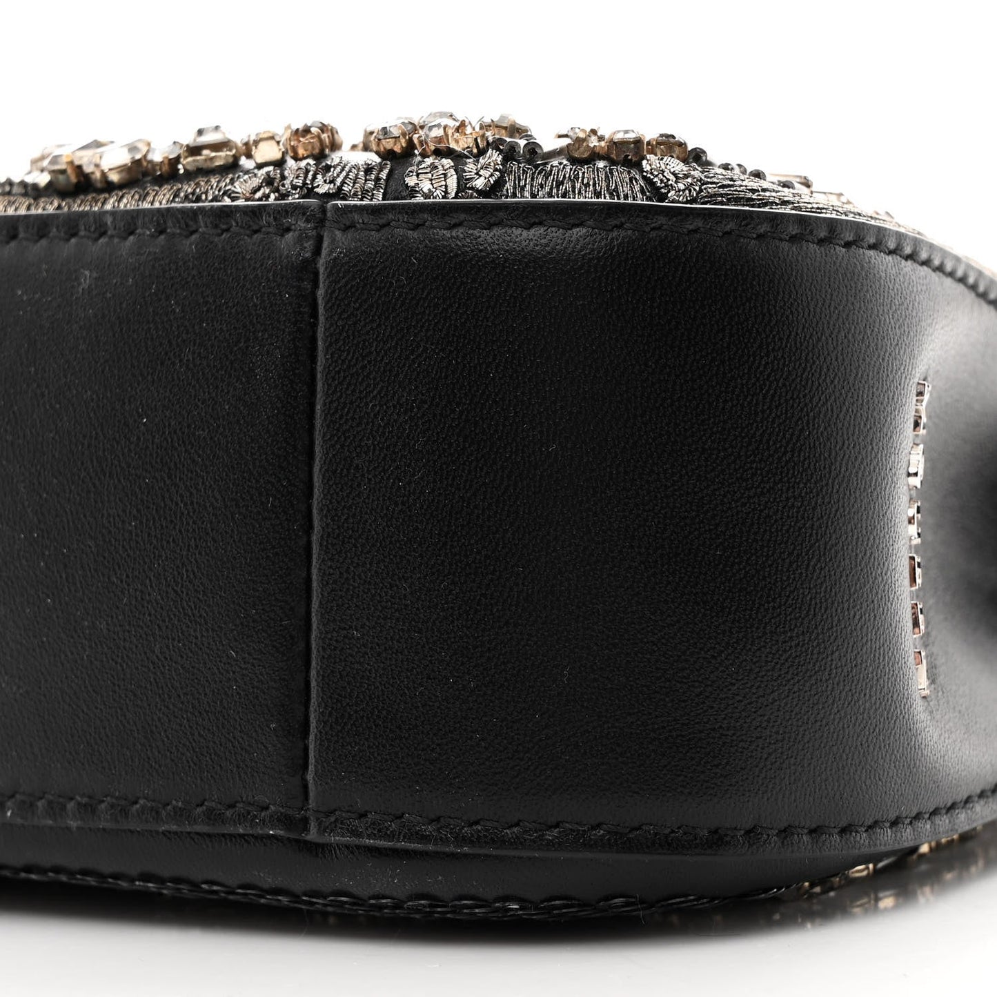 Lambskin Embellished Crystal Mini T-Bar Bag Black