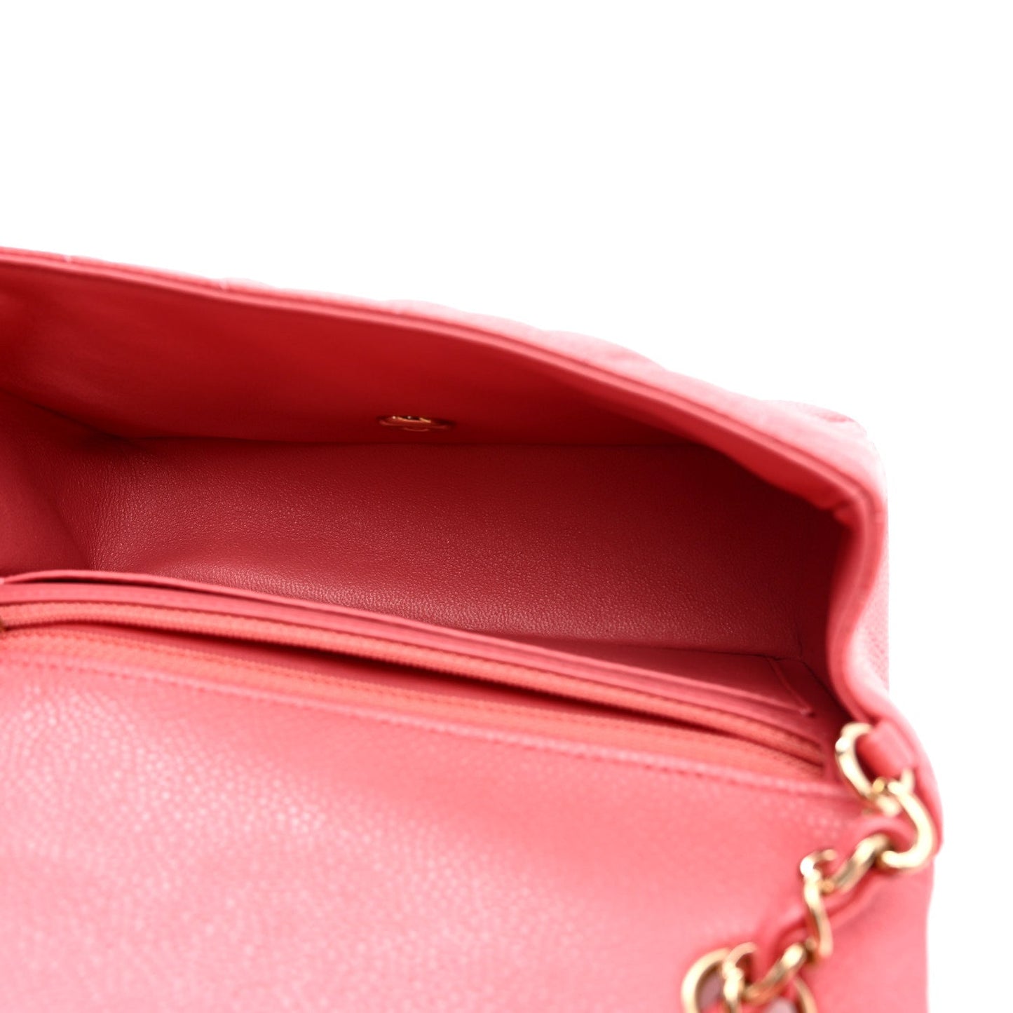 Iridescent Caviar Quilted Mini Rectangular Flap Pink