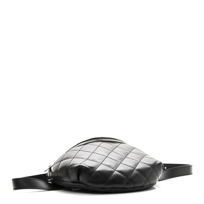 Calfskin Quilted Waist Belt Bag Black