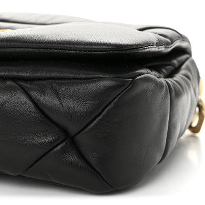 Nappa Metal Quilted Small Patchwork System Flap Bag Black
