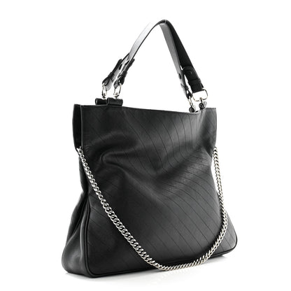 Sakai Be Green Calfskin Diagonal Stitched Medium Blondie Tote Black