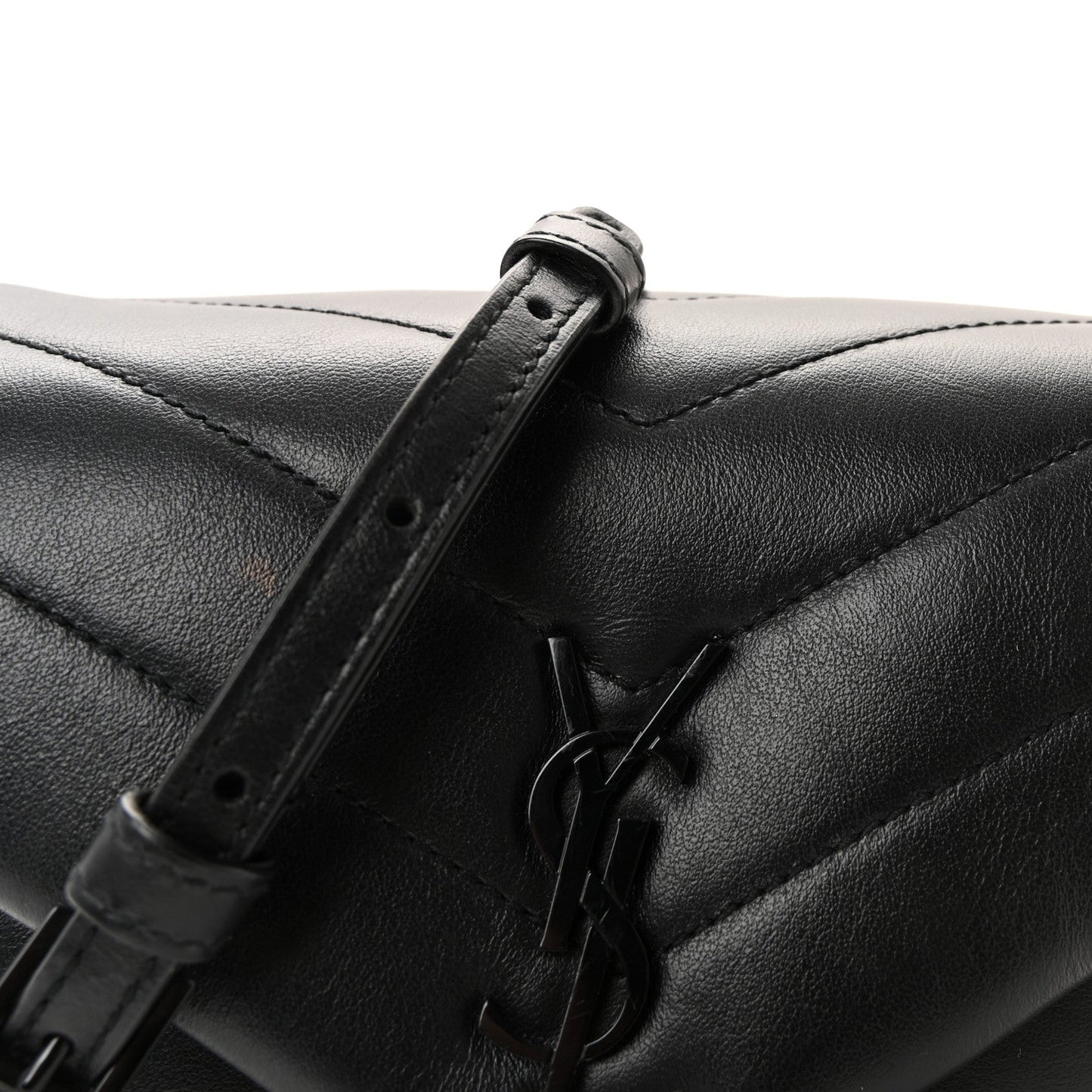 Calfskin Y Quilted Monogram Monochrome Toy Loulou Crossbody Bag Black
