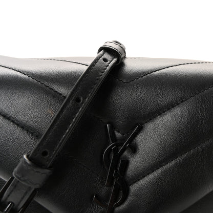 Calfskin Y Quilted Monogram Monochrome Toy Loulou Crossbody Bag Black