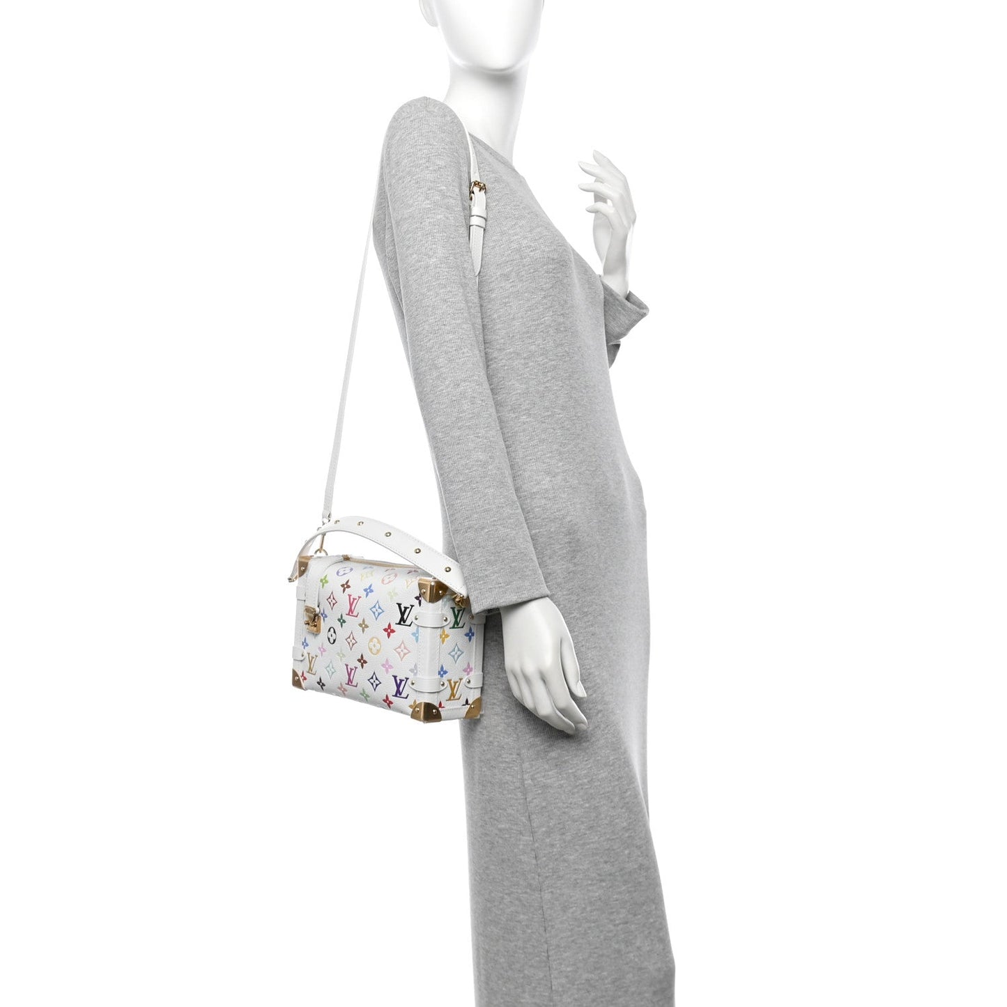 LV x TM Cowhide Monogram Multicolor Side Trunk MM White