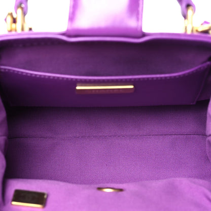 Shiny Lambskin Quilted Mini Cocodoc Top Handle Bag Purple