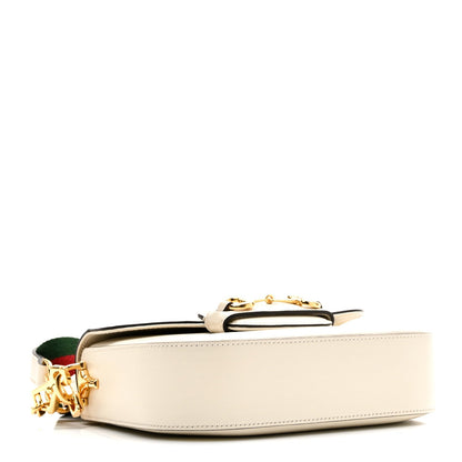 Azalea Calfskin Web Mini Horsebit 1955 Shoulder Bag Mystic White