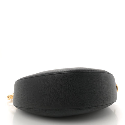 Grainy Calfskin Knight Arc Bag Black