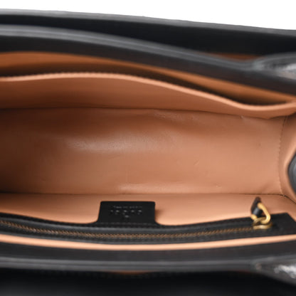 Snakeskin Sylvie Web Small Queen Margaret Top Handle Bag Black