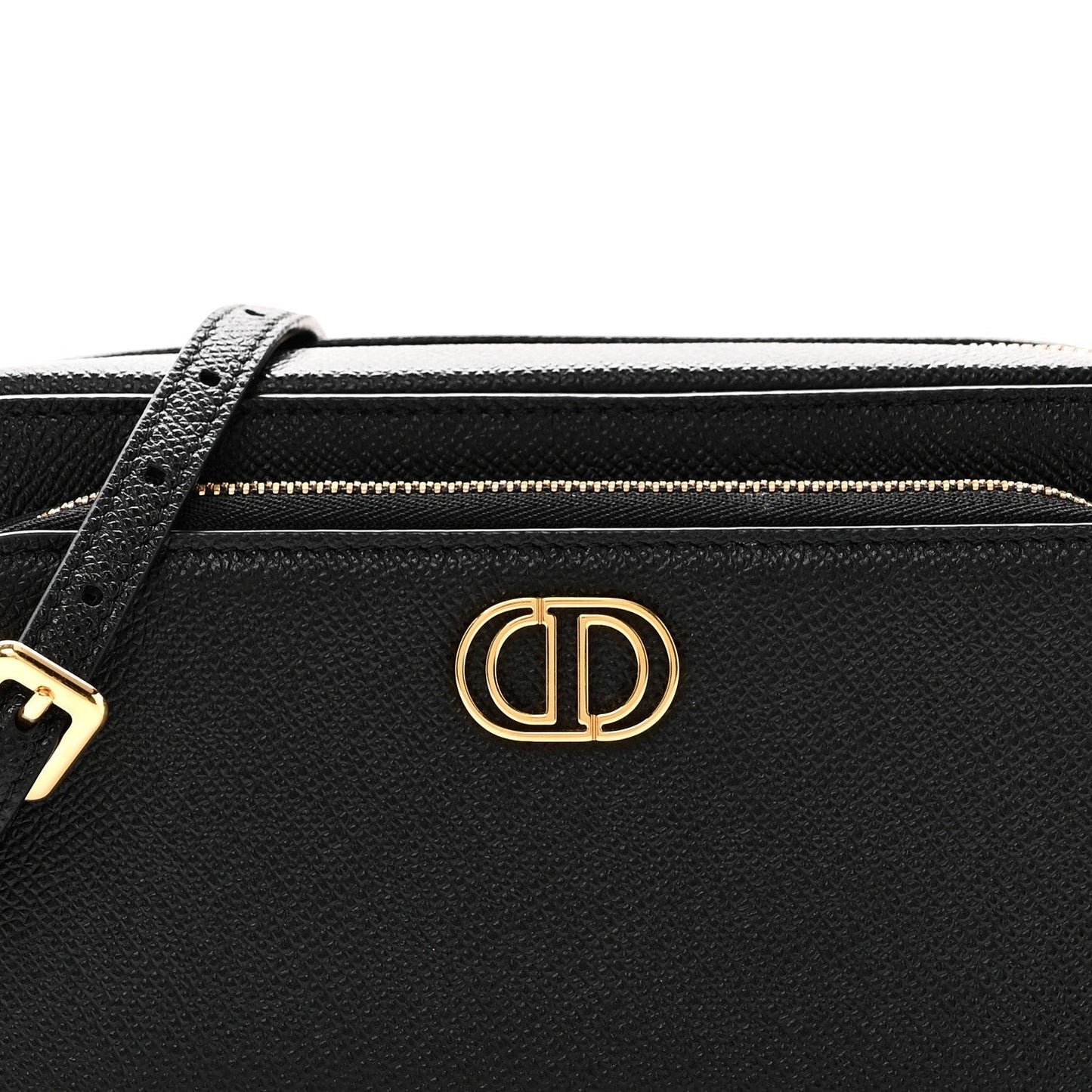 Grained Calfskin Caro Double Pouch Black