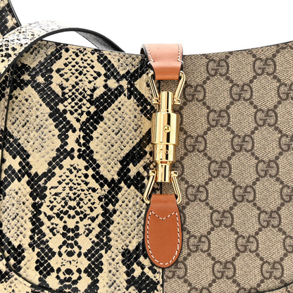 GG Supreme Monogram Snakeskin Small Jackie 1961 Hobo Beige Ebony