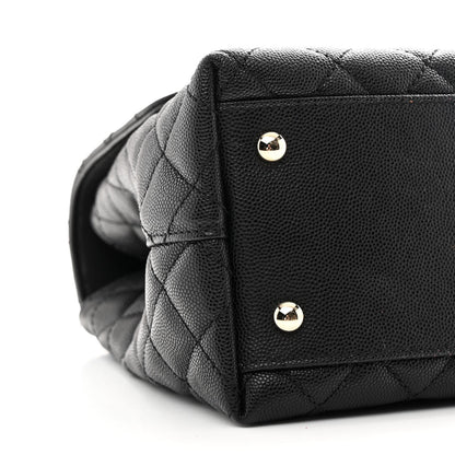 Caviar Quilted Medium Coco Handle Flap Black