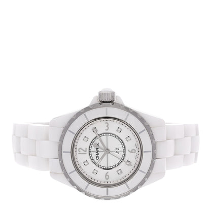 Stainless Steel Ceramic Diamond Mother of Pearl 33mm J12 Quartz Watch White