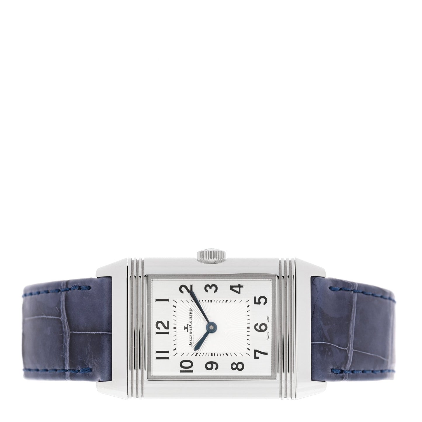 Stainless Steel Alligator Diamond 24mm Reverso Classic Duetto Manual Winding Watch Silver Q2588422