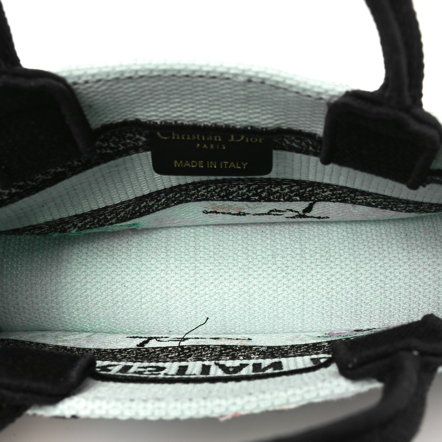 Canvas Embroidered Souvenir Saint Tropez Mini Book Tote With Strap Natural Multicolor
