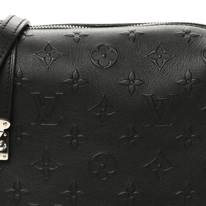 Calfskin Debossed Monogram Side Trunk Black
