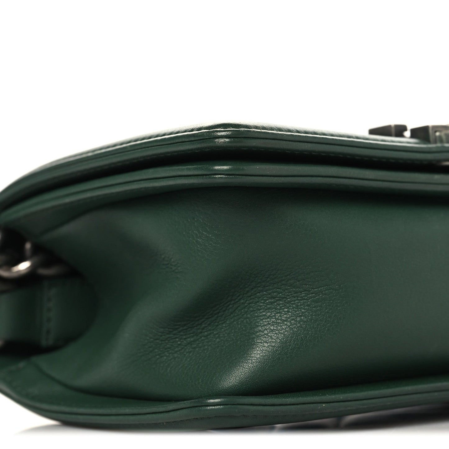 Calfskin Chevron Quilted Small Boy Flap Green