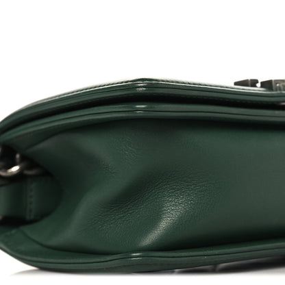 Calfskin Chevron Quilted Small Boy Flap Green
