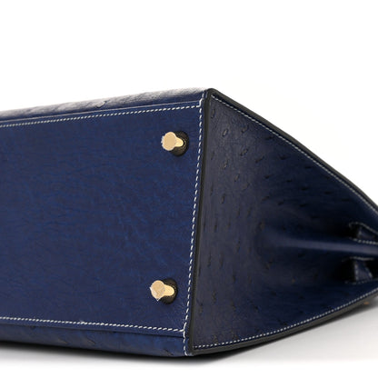 Ostrich Horseshoe Kelly Sellier 28 Bleu Iris