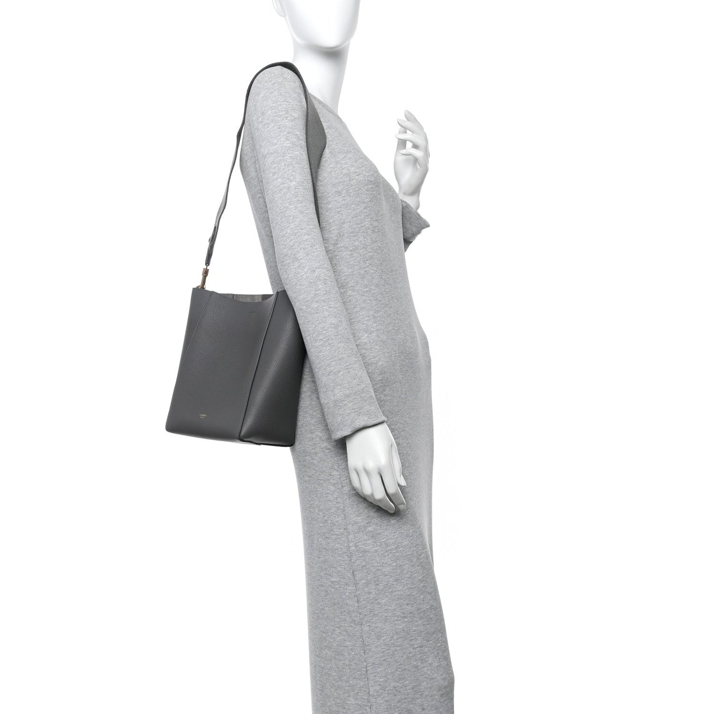 Soft Grained Calfskin Small Sangle Bucket Bag Kohl