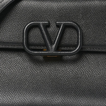 Grainy Calfskin Small VSling Top Handle Bag Black