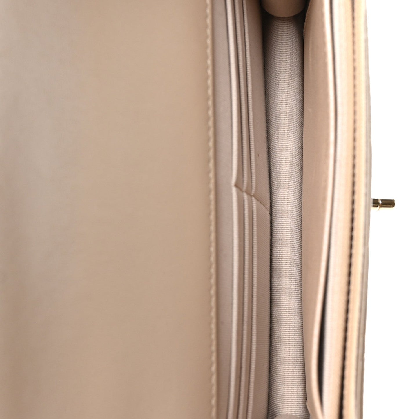 Pearly Lambskin Quilted Charms Wallet On Chain WOC Beige