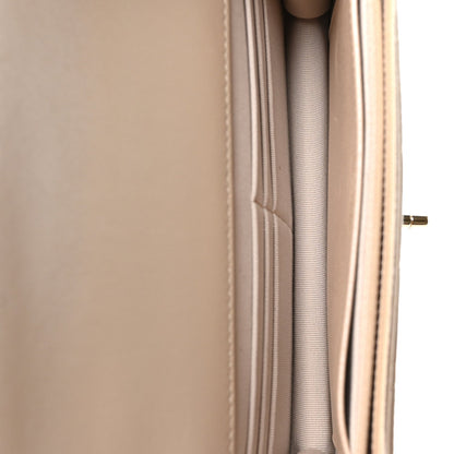 Pearly Lambskin Quilted Charms Wallet On Chain WOC Beige