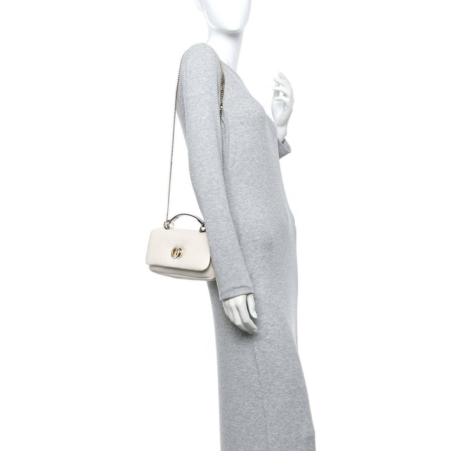 Lambskin Mini GG Milano Top Handle Shoulder Bag White