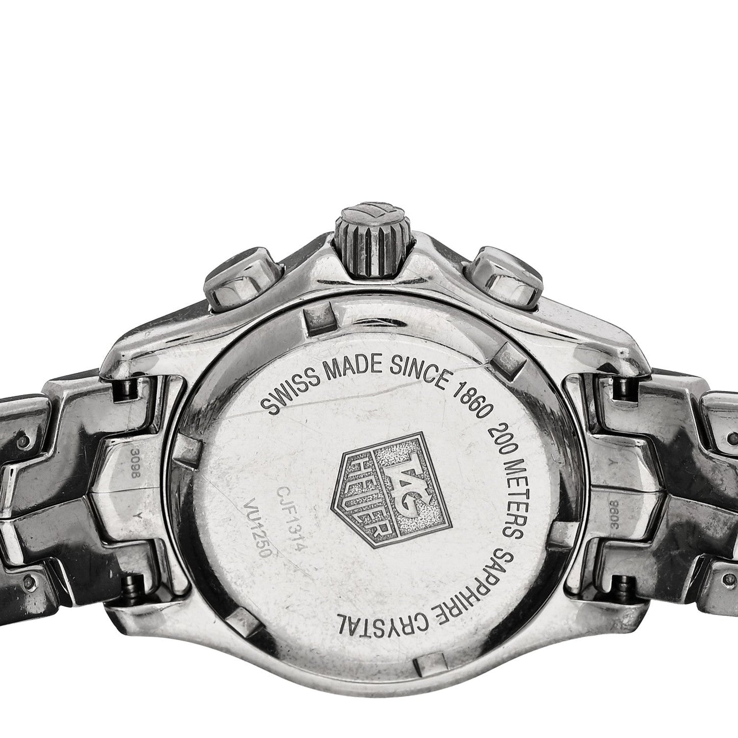 Stainless Steel Diamond Bezel Mother of Pearl 33mm Link Lady Quartz Watch CJF1314
