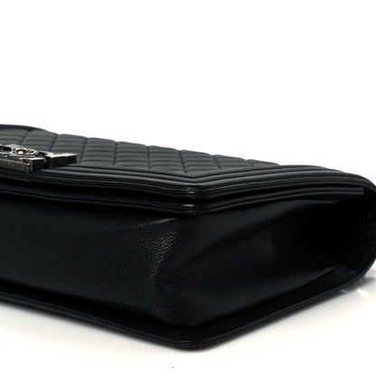 Grained Calfskin Quilted New Medium Boy Flap Black