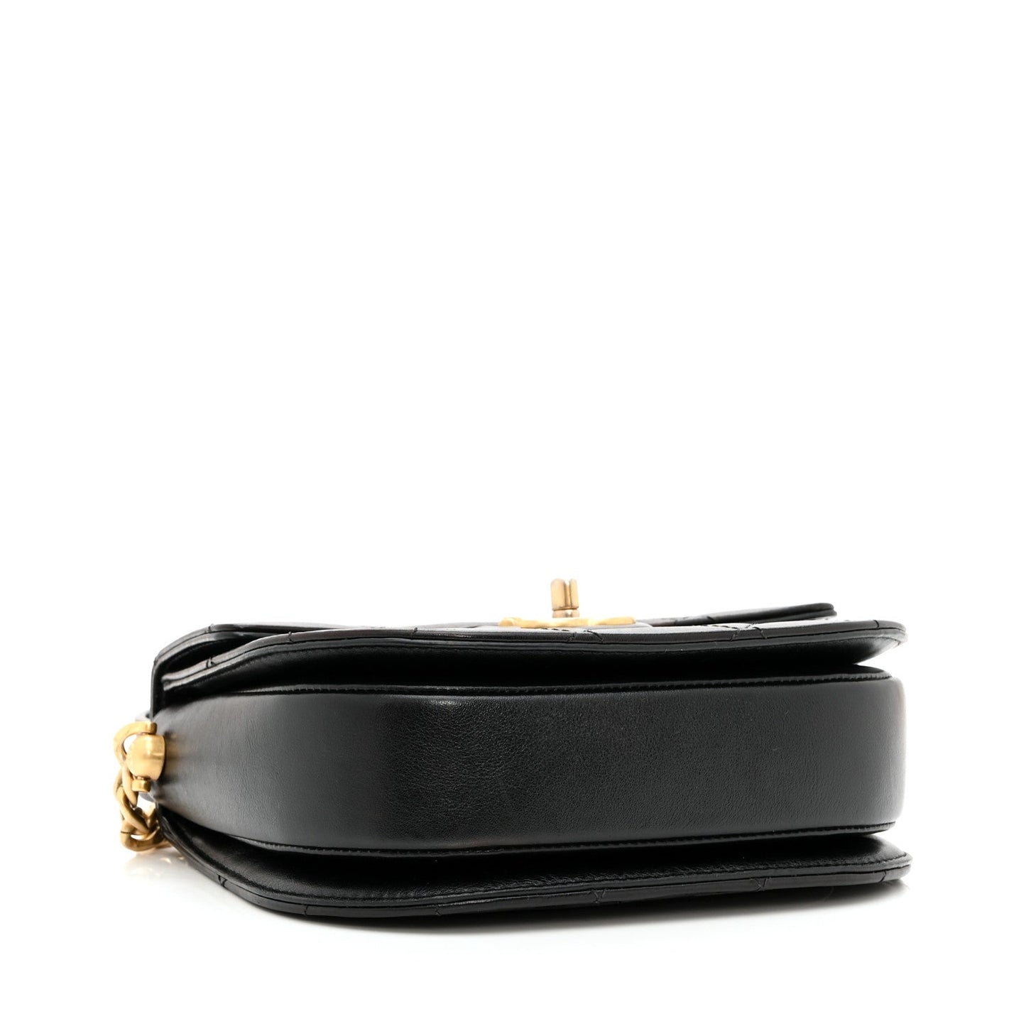 Calfskin Quilted Moon Messenger Black