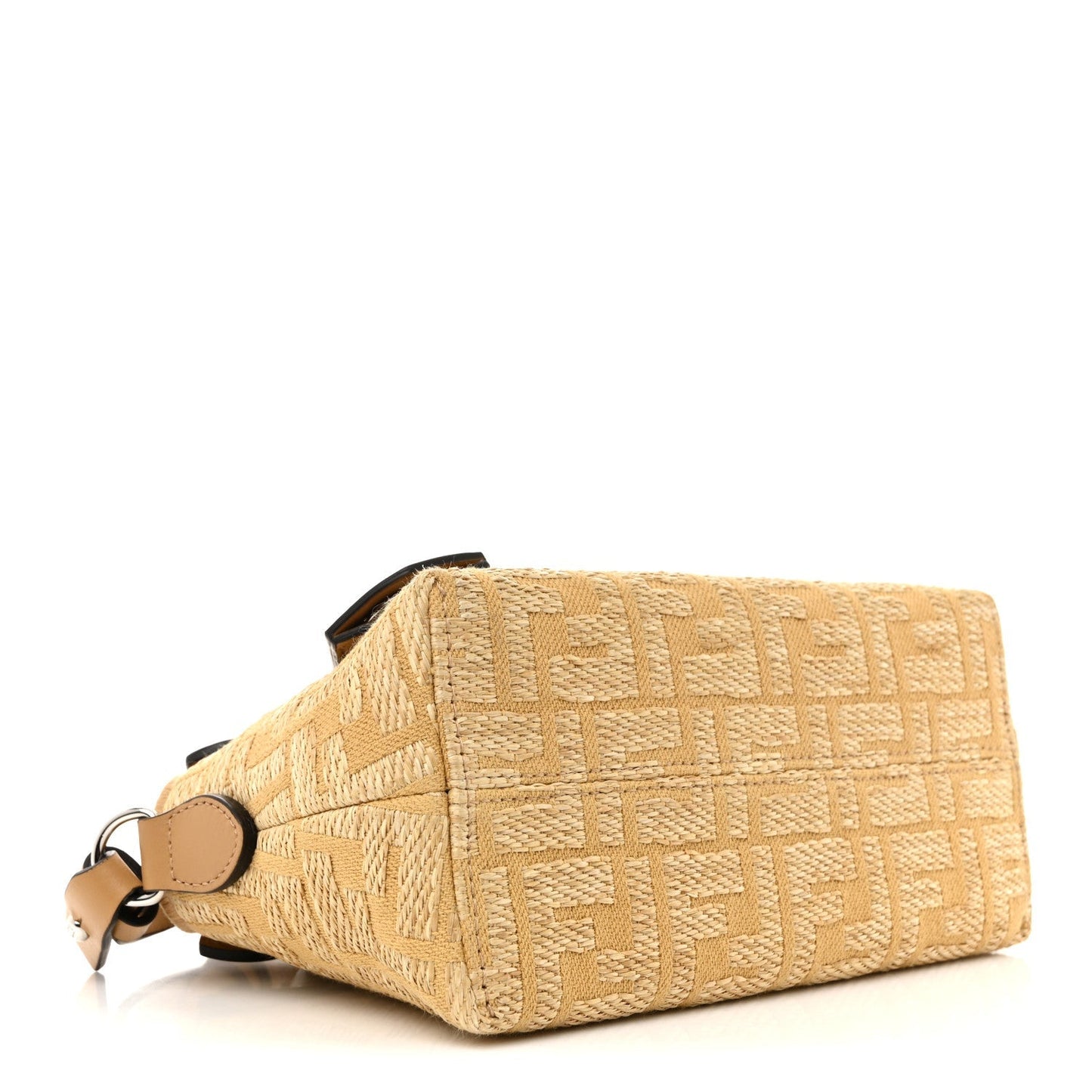 Raffia Jacquard FF 1974 Mini Soft By The Way Boston Bag Beige