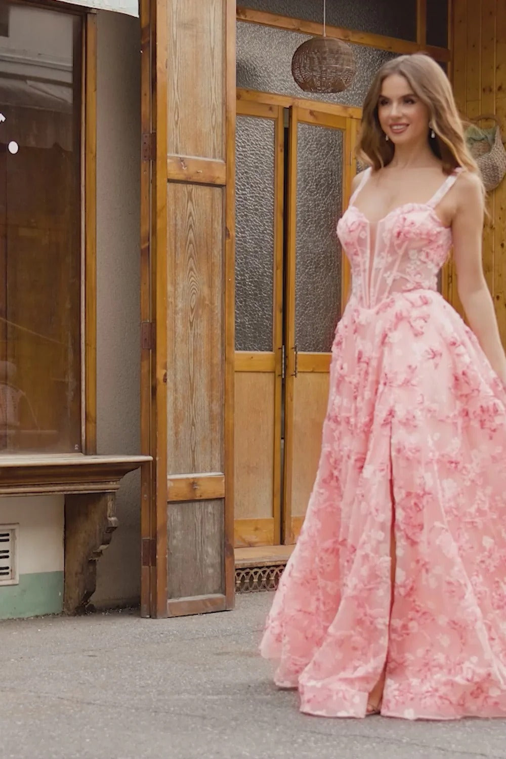 Blush Pink Off-the-Shoulder 3D Floral Embroidered Tulle Gown