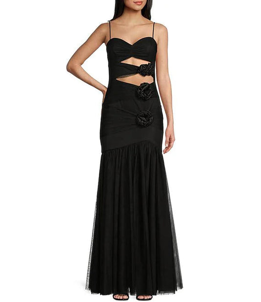 Hollow Rose Sweetheart Collar sheer fishtail prom dress