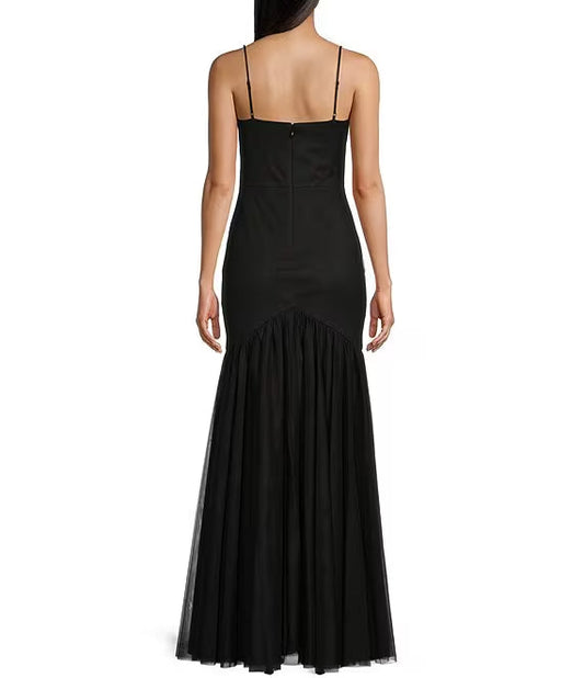 Hollow Rose Sweetheart Collar sheer fishtail prom dress