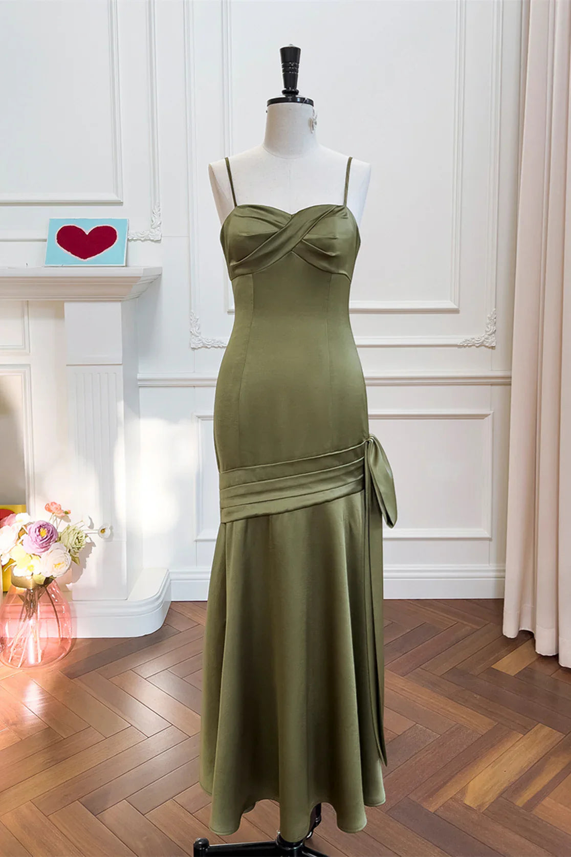 Elegant Mermaid Sweetheart-Neck Spaghetti-Strap Zipper-Back Floor-Length Evening Dress