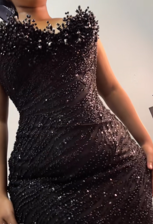 Glitter Black Strapless Sequin Beaded Mermaid Evening Dress Formal Birthday Party Gown