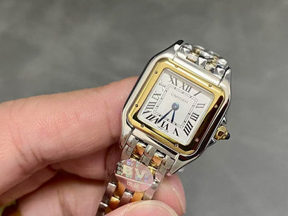 PANTHERE DE CARTIE 22MM QUARTZ GOLD STEEL WHITE DIAL BEST VERSION