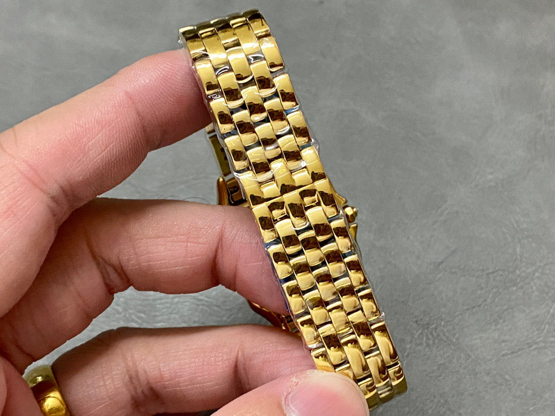 Cartier Panther 27mm Gold Case Diamond Bezel White Dial