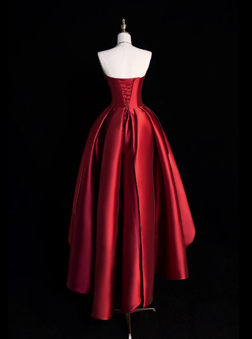 Elegant Prom Dress Strapless Wine Red Prom Gown Gala Dress Evening Dress D2538