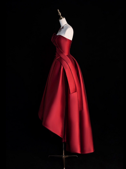 Elegant Prom Dress Strapless Wine Red Prom Gown Gala Dress Evening Dress D2538