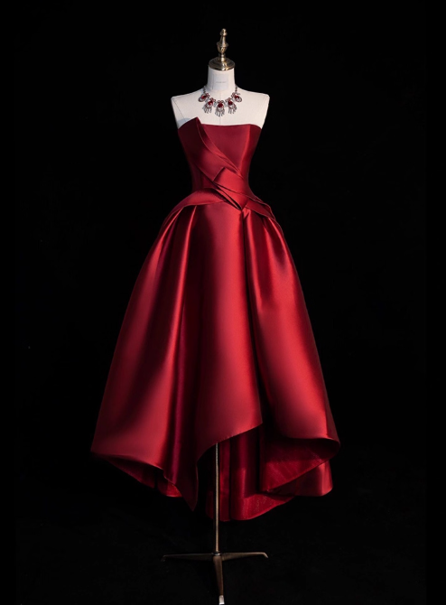 Elegant Prom Dress Strapless Wine Red Prom Gown Gala Dress Evening Dress D2538